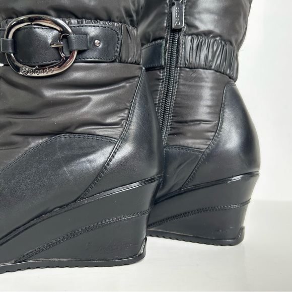 Blondo Puffer Leather Wedge Boots Waterproof Quilted Down Filled Nylon Black 7 - Picture 9 of 16